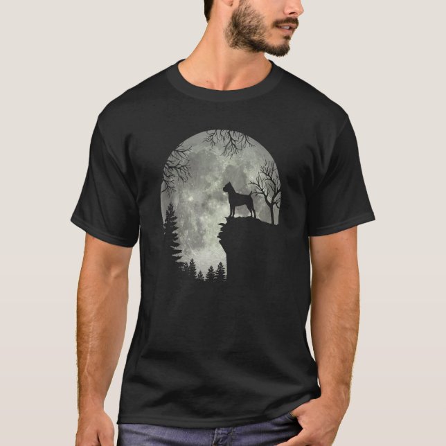 Cane Corso und Mond Halloween T-Shirt (Vorderseite)