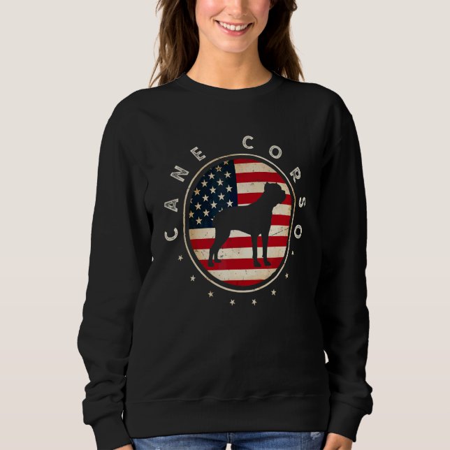 Cane Corso USA-Flagge 4. Juli Hundemutter Vater Sweatshirt (Vorderseite)
