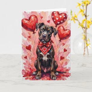 Cane Corso Valentinstag Hund mit Herzen Rot Karte
