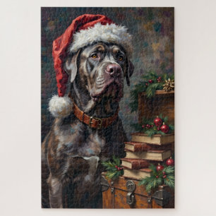 Cane Corso Wächter der Weihnachtsbibliothekshüte Puzzle
