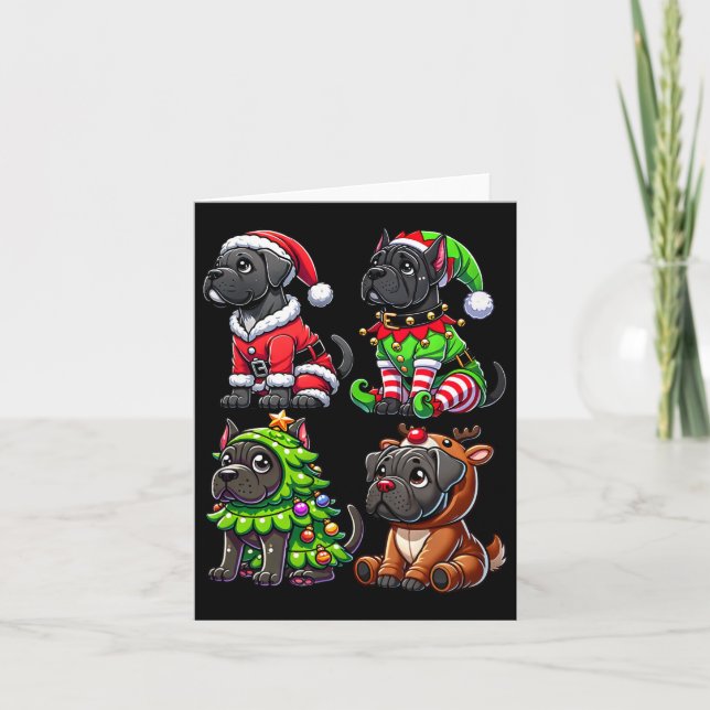 Cane Corso Weihnachtsbaum Santa Elf Kostüm Hund 1 Karte (Vorderseite)