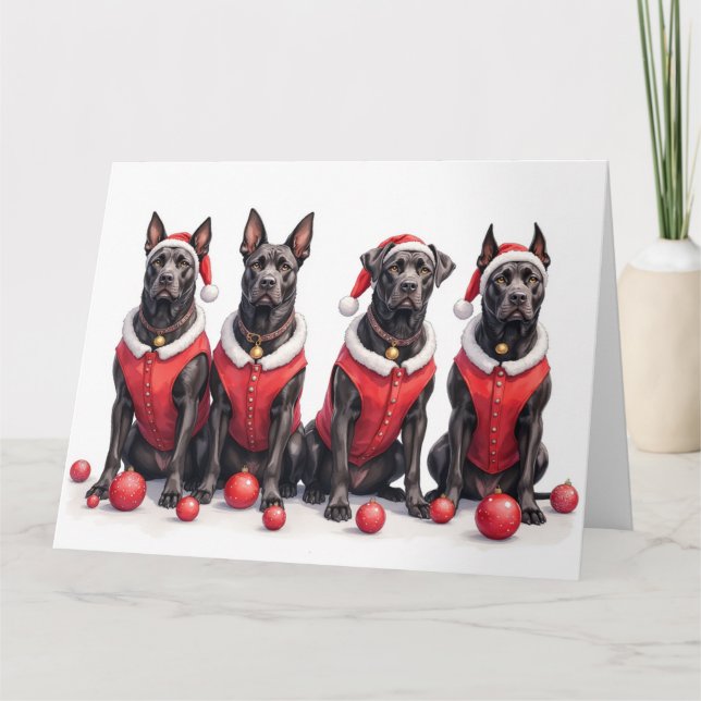 Cane Corso Weihnachtskleid Santa Hut Karte (Vorderseite)