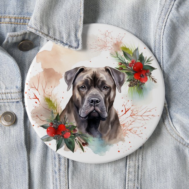 Cane Corso Weihnachtsmann Festliche Jungfrau Button (Beispiel)