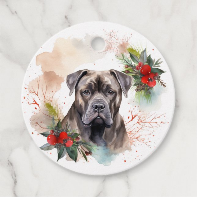 Cane Corso Weihnachtsmann Festliche Jungfrau Geschenkanhänger (Vorderseite)
