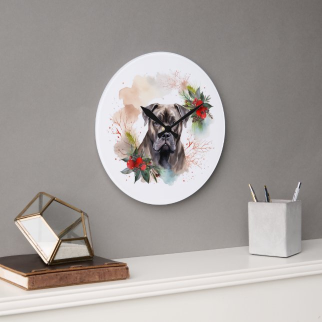 Cane Corso Weihnachtsmann Festliche Jungfrau Große Wanduhr (Büro)