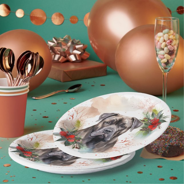 Cane Corso Weihnachtsmann Festliche Jungfrau Pappteller (Multi)