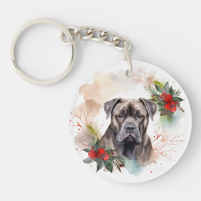Cane Corso Weihnachtsmann Festliche Jungfrau Schlüsselanhänger (Vorderseite)