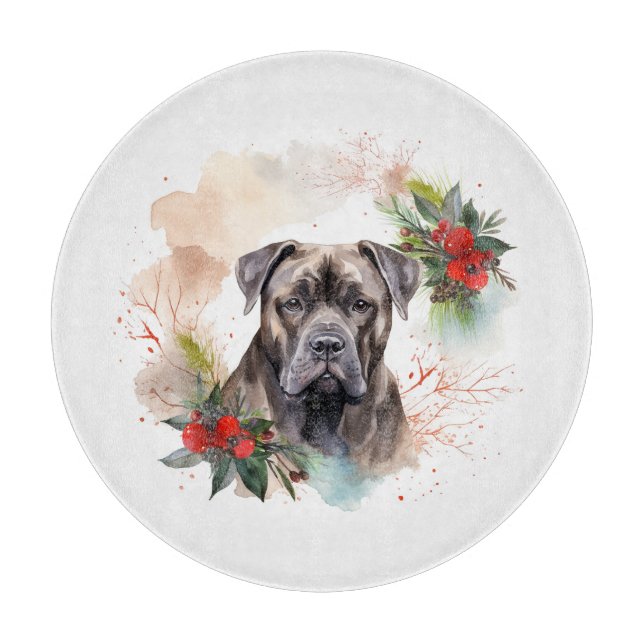 Cane Corso Weihnachtsmann Festliche Jungfrau Schneidebrett (Vorderseite)