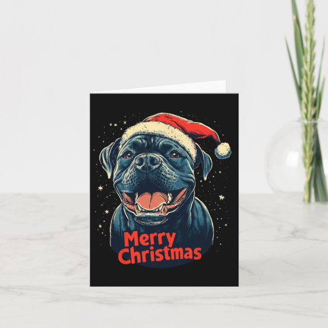 Cane Corso Weihnachtsmannmütze Frohe Weihnachten W Karte (Vorderseite)