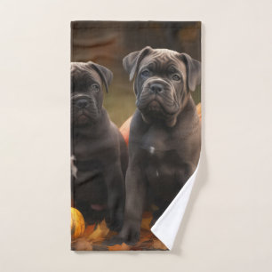 Cane Corso Welpe Autumn Delight Pumpkin Badhandtuch Set