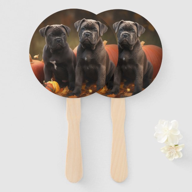 Cane Corso Welpe Autumn Delight Pumpkin Fächer (Vorne und Hinten)