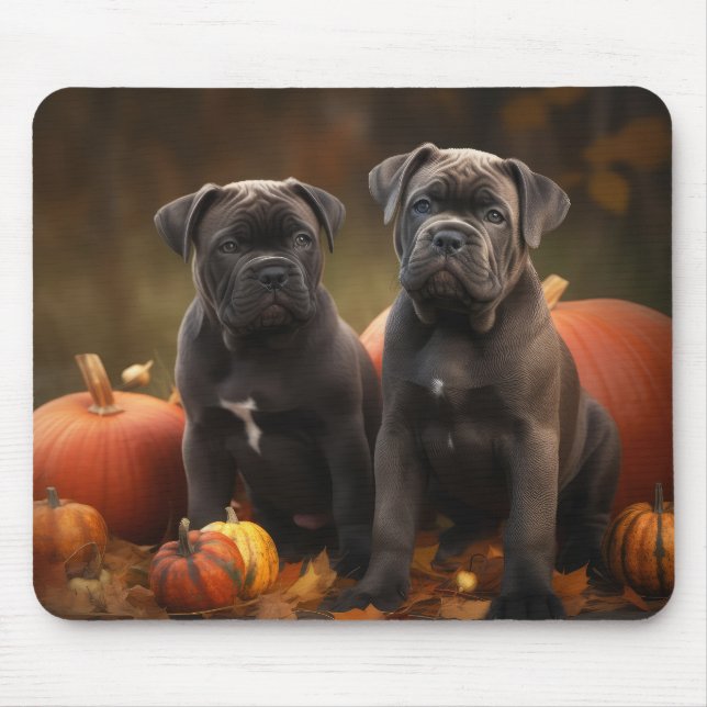 Cane Corso Welpe Autumn Delight Pumpkin Mousepad (Vorne)