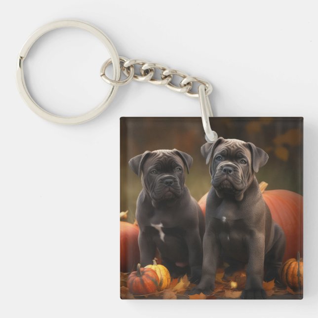 Cane Corso Welpe Autumn Delight Pumpkin Schlüsselanhänger (Vorderseite)