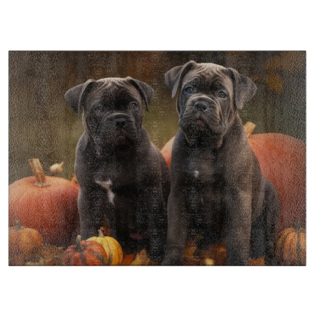 Cane Corso Welpe Autumn Delight Pumpkin Schneidebrett (Vorderseite)