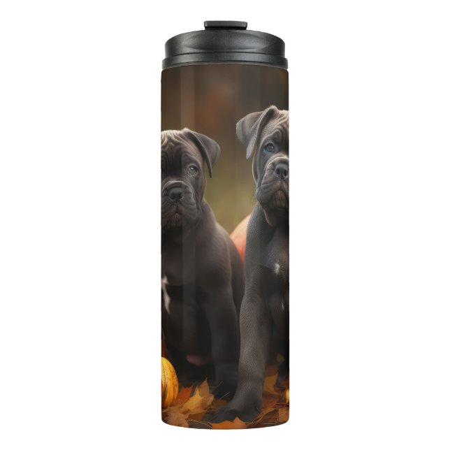 Cane Corso Welpe Autumn Delight Pumpkin Thermosbecher (Vorderseite)
