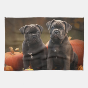 Cane Corso Welpe Herbstfreude Kürbis Geschirrtuch