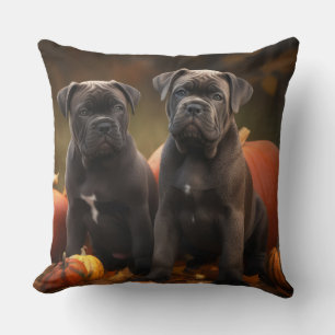 Cane Corso Welpe Herbstfreude Kürbis Kissen