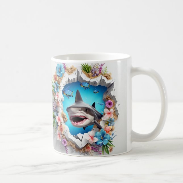 Caneca 3D Tubarão Kaffeetasse (Rechts)