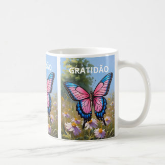 Caneca branca clássica Borboleta Kaffeetasse