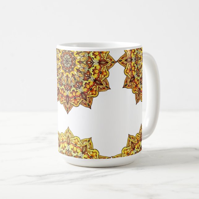 CANECA BRANCA CLÁSSICA - MANDALA TOM/OURO KAFFEETASSE (VorderseiteRechts)