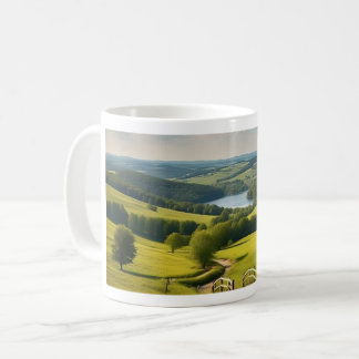 Caneca com paisagem e lago ao fundo kaffeetasse