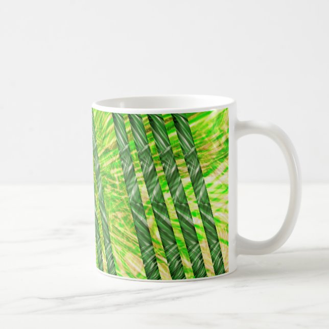 Caneca com riscos e faixas verdes, amarelo e oliva kaffeetasse (Rechts)
