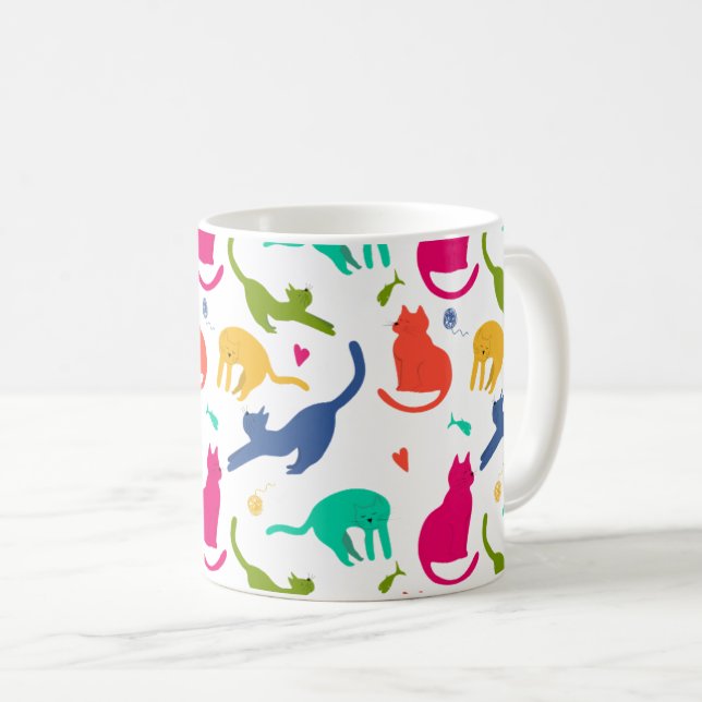 Caneca Estampada Com Gatos - Colorida  Kaffeetasse (VorderseiteRechts)