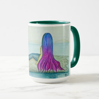 Caneca ilustração sereia pintada à mão tasse