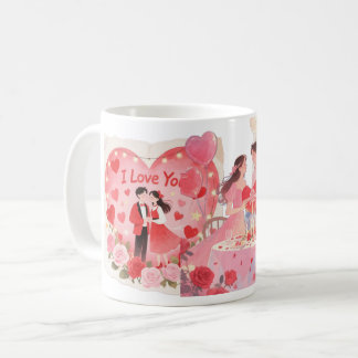 Caneca Romântica I Love You – Casal e Rosas Kaffeetasse