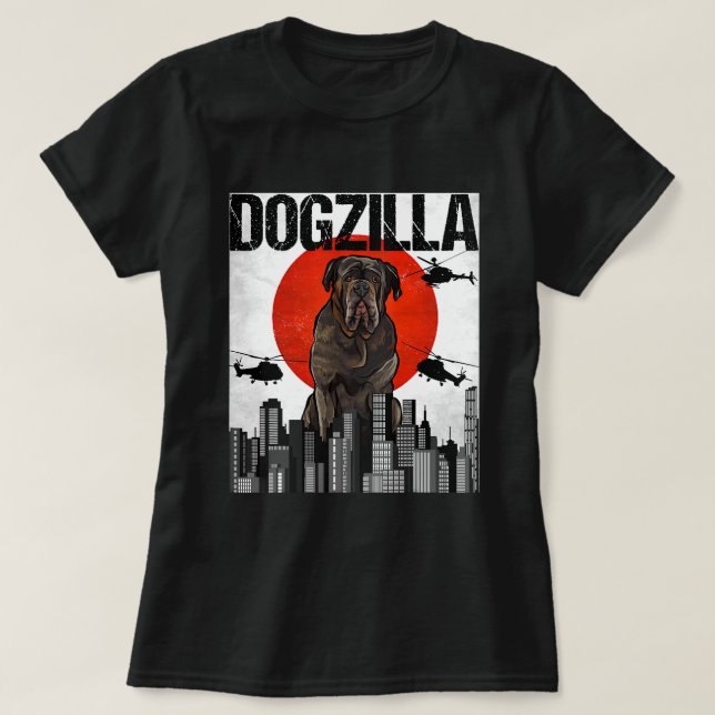 Canezilla Japanischer Dogzilla Neapolitan Mastiff T-Shirt (Design vorne)