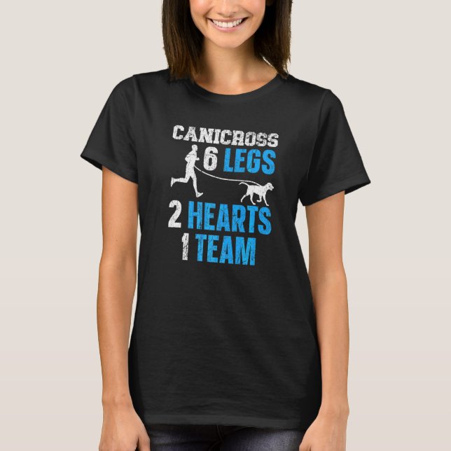 Canicross 6 Beine 2 Herz 1 Team Hund Sport läuft T-Shirt (Vorderseite)