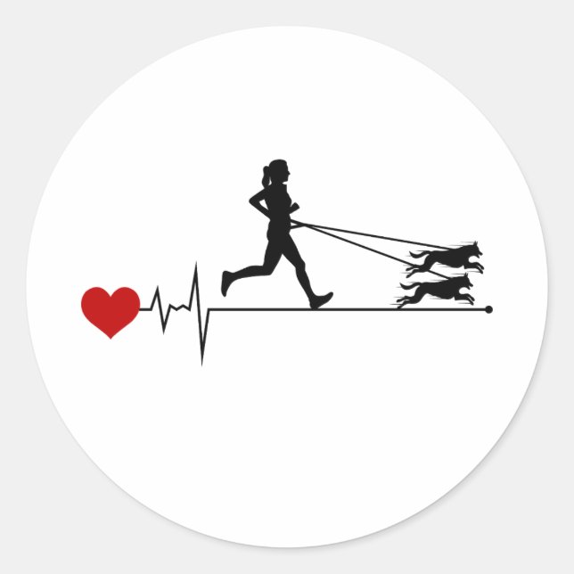 Canicross Trail Running Läufer Hunde Sport im Frei Runder Aufkleber (Vorderseite)