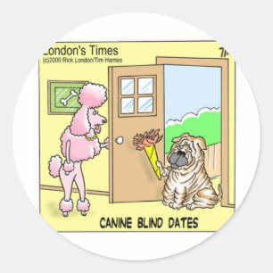 Canine Blind Dates Funny Dog Cartoon Geschenke & T Runder Aufkleber