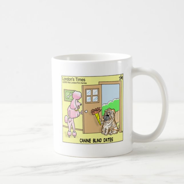 Canine Blind Dates Funny Dog Cartoon Geschenke & T Tasse (Rechts)