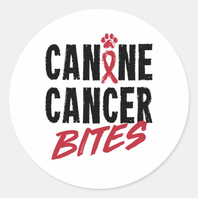 Canine Cancer Bites Dog Carcinoma Awareness Runder Aufkleber (Vorderseite)