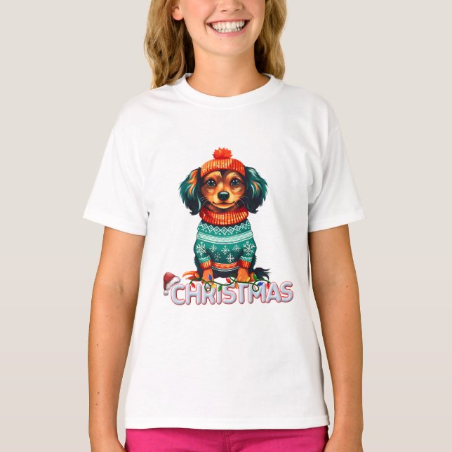 Canine Christmas Fashion Fun T-Shirt (Vorderseite)