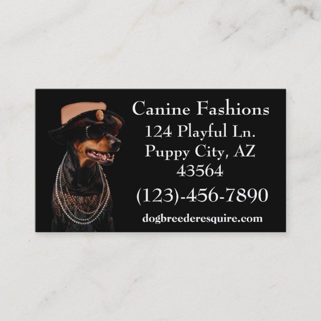 Canine Fashions Visitenkarte (Vorderseite)