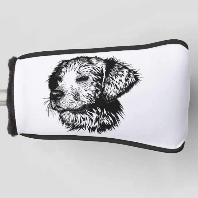 Canine Head Sketch Golf Headcover (Vorderseite)