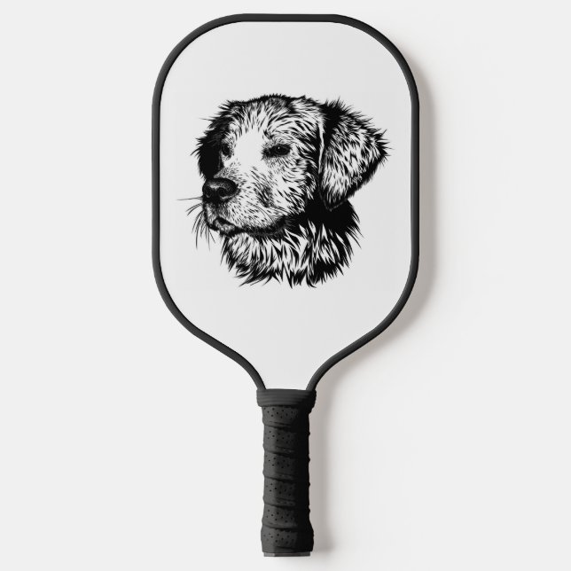 Canine Head Sketch Pickleball Schläger (Vorderseite)