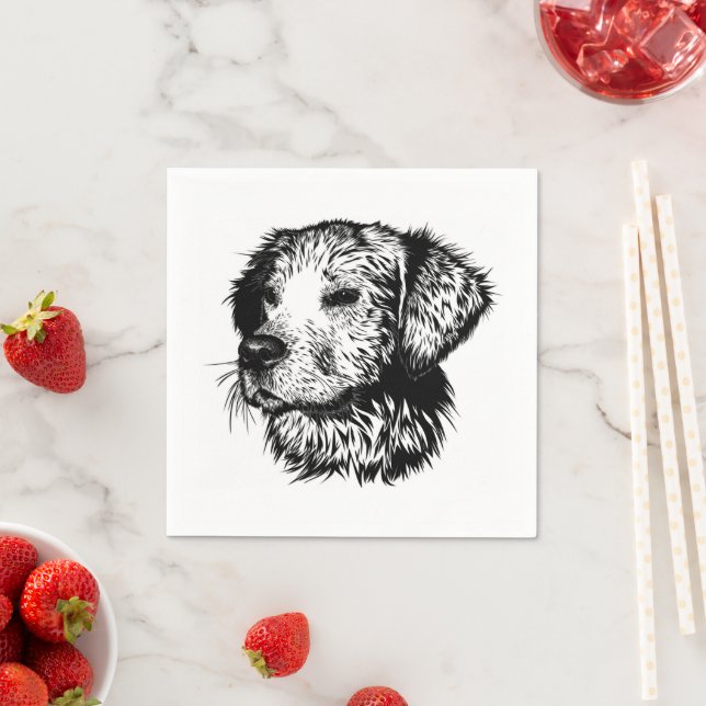 Canine Head Sketch Serviette (Beispiel)