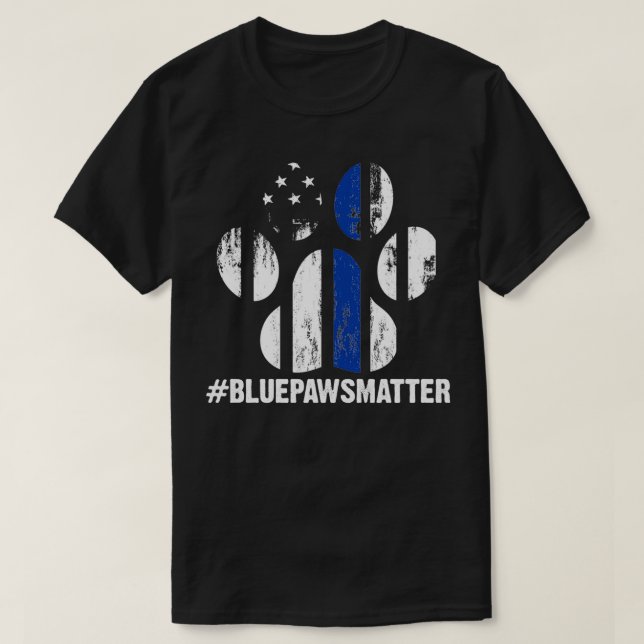 Canine Police Dog Thin Blue Line K9 T-Shirt (Design vorne)