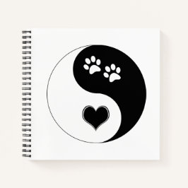 Canine Yin Yang Heart and Dog Paws Notizbuch