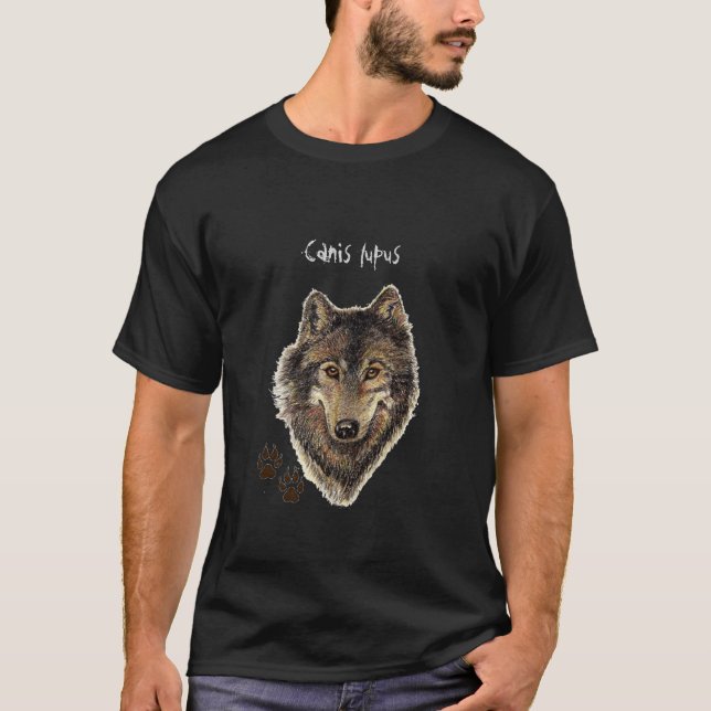 Canis Lupis Watercolor Wolf, Wölfe, Wildtiere T-Shirt (Vorderseite)