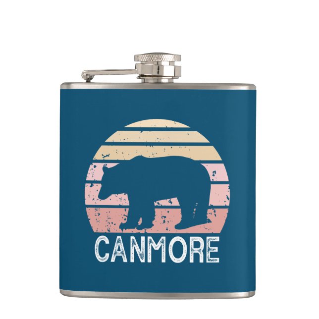 Canmore Alberta Retro Bear Flachmann (Vorderseite)