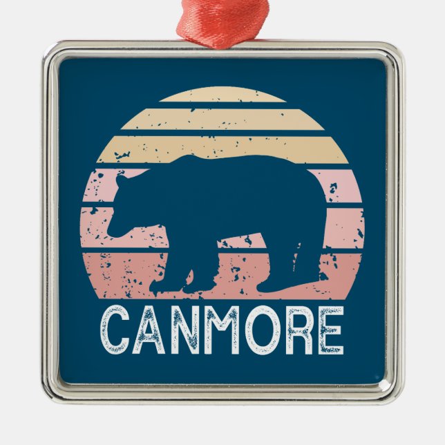 Canmore Alberta Retro Bear Ornament Aus Metall (Vorne)