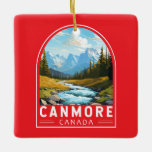 Canmore Canada Travel Art Vintag Keramikornament<br><div class="desc">Canmore Retro Vektor Reise Design. Canmore ist eine Stadt im Alberta's Rocky Mountains,  westlich von Calgary. Es ist bekannt für seine knackigen Gipfel wie die Drei Schwestern und Ha Ling Peak.</div>