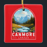Canmore Canada Travel Art Vintag Keramikornament<br><div class="desc">Canmore Retro Vektor Reise Design. Canmore ist eine Stadt im Alberta's Rocky Mountains,  westlich von Calgary. Es ist bekannt für seine knackigen Gipfel wie die Drei Schwestern und Ha Ling Peak.</div>