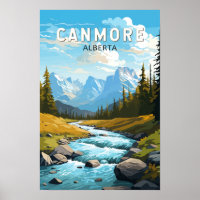Canmore Canada Travel Art Vintag