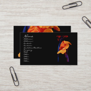 Canna Lilies auf Schwarz mit Blau Visitenkarte