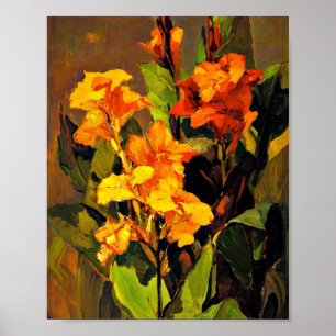 Canna Lilies, Blumengemälde von Franz Bischoff, Poster